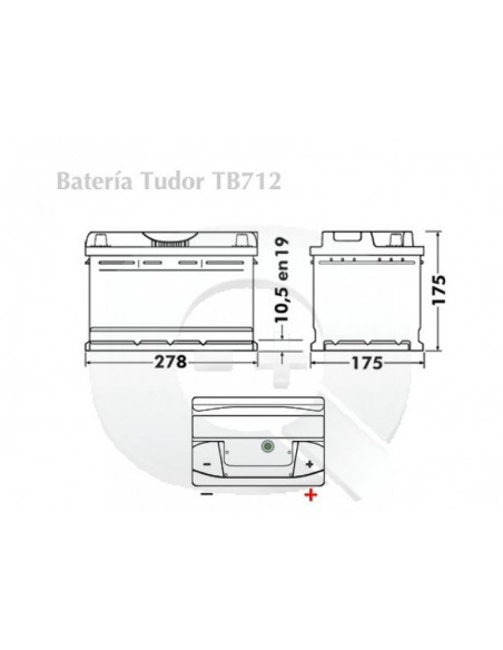 BATERIA TUDOR TECHNICA 71Ah + Derecha - TB712