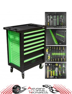 CARRO DE HERRAMIENTAS JBM - 7 CAJONES VERDE